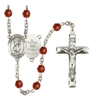 Silver-Plated 6mm Saint Christopher / Army Rosary