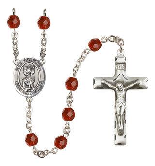 Silver Plated 6mm Fire Polished San Cristobal Rosary in Ruby