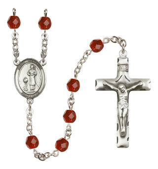 Silver-Plated 6mm Saint Genesius of Rome  Engraved Catholic Rosaries