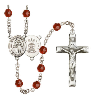 Silver-Plated 6mm Saint Joan of Arc / Air Force Rosary