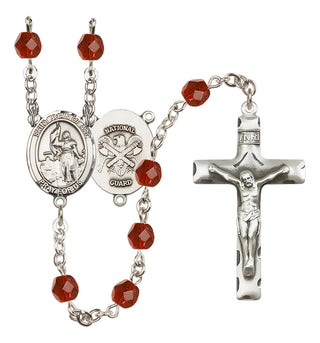 Silver-Plated 6mm Saint Joan of Arc / Nat'l Guard Rosary