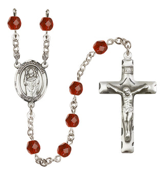Silver Plated 6mm Fire Polished Saint Stanislaus Rosary in Ruby