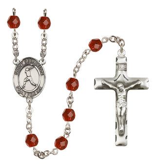 Silver-Plated 6mm Saint Sebastian/Baseball Rosary