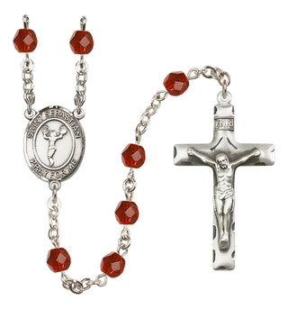 Silver-Plated 6mm Saint Sebastian/Cheerleading Rosary