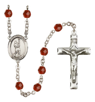Silver-Plated 6mm Saint Sebastian/Lacrosse Rosary