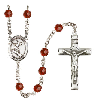 Silver-Plated 6mm Saint Sebastian/Surfing Rosary