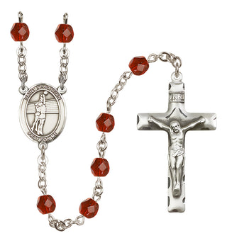 Silver-Plated 6mm Saint Sebastian / Volleyball Rosary