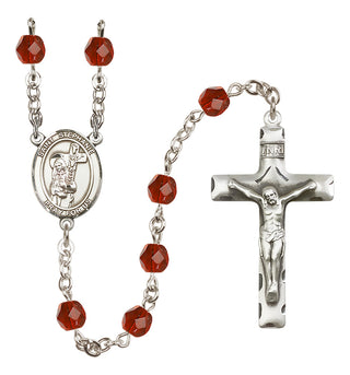 Silver-Plated 6mm Saint Stephanie  Engraved Catholic Rosaries