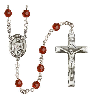Silver-Plated 6mm Saint Placidus  Engraved Catholic Rosaries