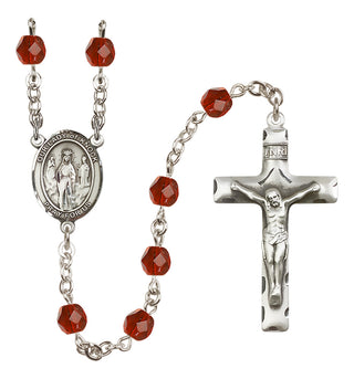 Silver Plated 6mm Fire Polished Our Lady of Knock Rosary in Ruby