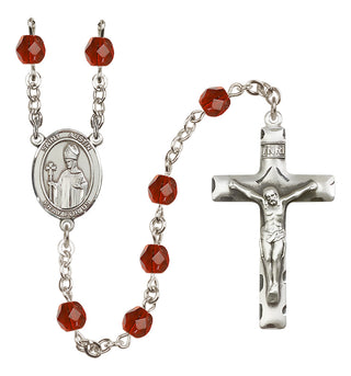 Silver-Plated 6mm Saint Austin  Engraved Catholic Rosaries