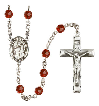 Silver Plated 6mm Fire Polished Our Lady of Consolation Rosary in Ruby