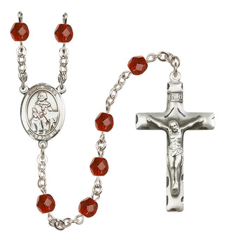 Silver-Plated 6mm Saint Giles  Engraved Catholic Rosaries
