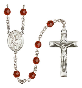 Silver Plated 6mm Fire Polished Saint Dunstan Rosary in Ruby