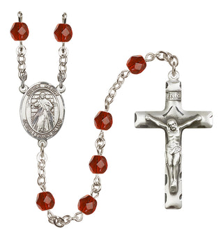 Silver Plated 6mm Fire Polished Divine Mercy Rosary in Ruby
