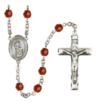 Silver-Plated 6mm Saint Anne  Engraved Catholic Rosaries