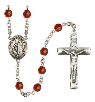 Silver Plated 6mm Fire Polished Saint Raymond of Penafort Rosary in Ruby