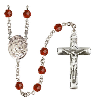 Silver Plated 6mm Fire Polished Blessed Herman the Cripple Rosary in Ruby