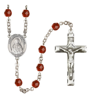 Silver Plated 6mm Fire Polished Saint Lydia Purpuraria Rosary in Ruby