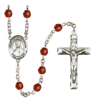 Silver Plated 6mm Fire Polished Saint Andre Bessette Rosary in Ruby