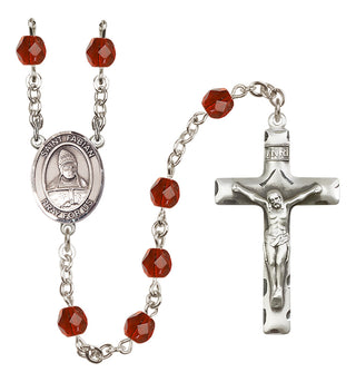 Silver-Plated 6mm Saint Fabian  Engraved Catholic Rosaries