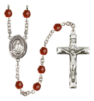 Silver Plated 6mm Fire Polished Saint Maria Bertilla Boscardin Rosary in Ruby