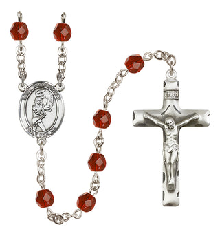 Silver-Plated 6mm Saint Christopher/Softball Rosary