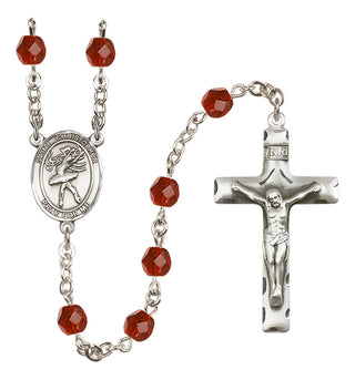 Silver-Plated 6mm Saint Christopher/Dance Rosary