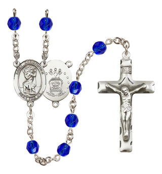 Silver-Plated 6mm Saint Christopher / Air Force Rosary