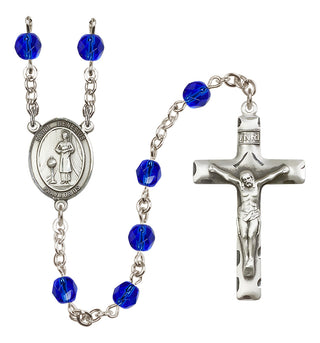 Silver-Plated 6mm Saint Genesius of Rome  Engraved Catholic Rosaries