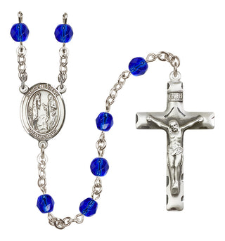 Silver-Plated 6mm Saint Genevieve  Engraved Catholic Rosaries