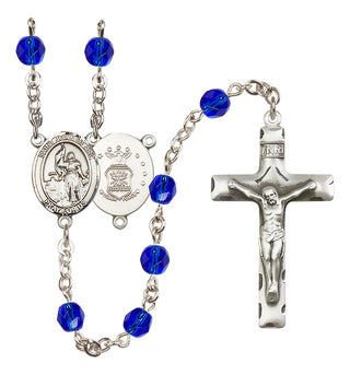 Silver-Plated 6mm Saint Joan of Arc / Air Force Rosary