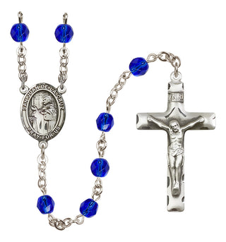 Silver Plated 6mm Fire Polished San Juan de la Cruz Rosary in Sapphire