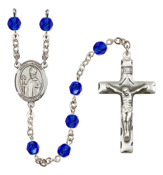 Silver-Plated 6mm Saint Austin  Engraved Catholic Rosaries
