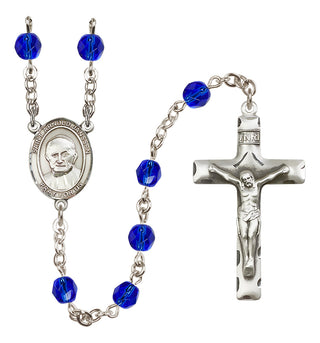 Silver-Plated 6mm Saint Arnold Janssen  Engraved Catholic Rosaries