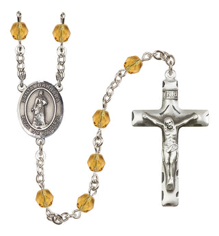 Silver-Plated 6mm Santa Barbara  Engraved Catholic Rosaries