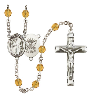 Silver-Plated 6mm Saint Brendan the Navigator / Navy Rosary