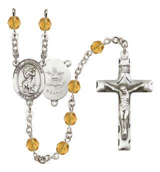 Silver-Plated 6mm Saint Christopher / Army Rosary
