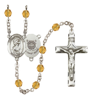 Silver-Plated 6mm Saint Christopher / Coast Guard Rosary