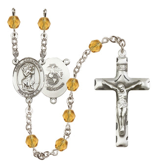 Silver-Plated 6mm Saint Christopher / Marines Rosary