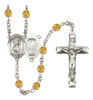 Silver-Plated 6mm Saint Christopher / Nat'l Guard Rosary