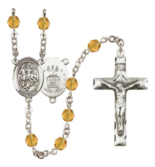 Silver-Plated 6mm Saint George / Air Force Rosary