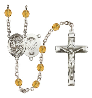 Silver-Plated 6mm Saint George / Nat'l Guard Rosary