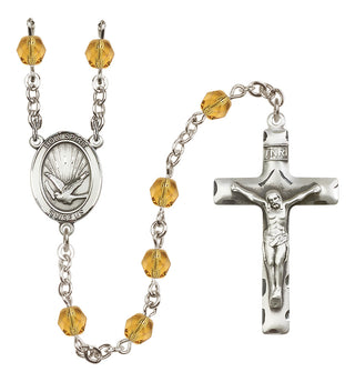 Silver-Plated 6mm Holy Spirit  Engraved Catholic Rosaries