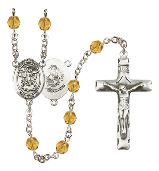 Silver-Plated 6mm Saint Michael / Marines Rosary