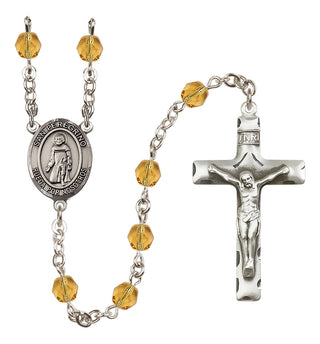 Silver Plated 6mm Fire Polished San Peregrino Rosary in Topaz