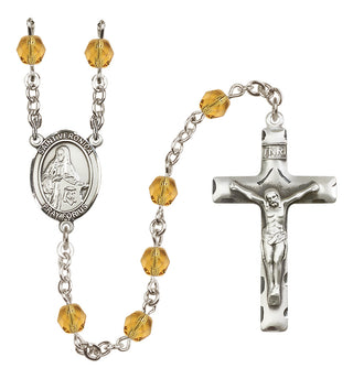 Silver Plated 6mm Fire Polished Saint Veronica Rosary in Topaz