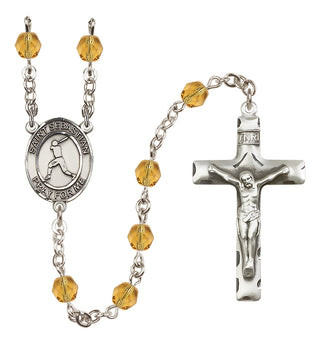 Silver-Plated 6mm Saint Sebastian/Baseball Rosary