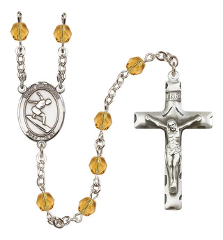 Silver-Plated 6mm Saint Sebastian/Surfing Rosary