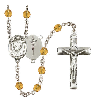 Silver Plated 6mm Fire Polished Pope Emeritace Benedict XVI Rosary in Topaz